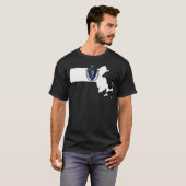 マサチューセッツ州旗マサチューセッツ州地図の中 Tシャツ (正面フル)