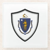 マサチューセッツ州旗 ガラスコースター (正面)