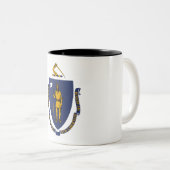 マサチューセッツ州旗 ツートーンマグカップ (正面右)