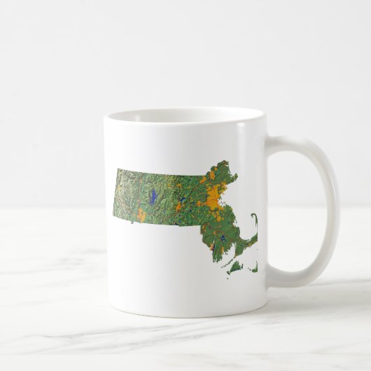 マサチューセッツ州旗+マグカップ地図 コーヒーマグカップ (右)