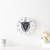 マサチューセッツ州旗 ラウンド壁時計 (ホーム)