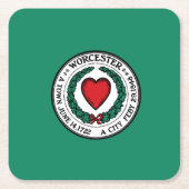 マサチューセッツ州立紙州旗 スクエアペーパーコースター (正面)