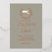 マサチューセッツ州行先結婚式 箔招待状 (正面)