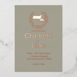 マサチューセッツ州行先結婚式 箔招待状