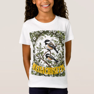 マサチューセッツ州黒帽をかぶった《鳥》アメリカゴガラとメイフラワー Tシャツ