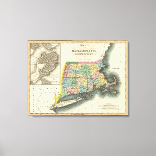 マサチューセッツ州、コネチカット州、ロードアイランド キャンバスプリント