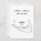 マサチューセッツ州 ナンタケット島 ヴィンテージ地図 ブラック 招待状 (正面)