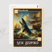 マサチューセッツ州，ニューベッドフォード |ヴィンテージ ポストカード (正面/裏面)