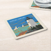 マサチューセッツ州,マルタのブドウ園 |灯台 スクエアペーパーコースター (アングル)