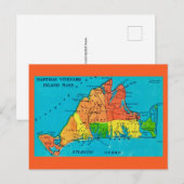 マサチューセッツ州 マーサズ・ヴィニヤード島 地図 ポストカード (正面/裏面)