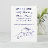 マサチューセッツ州 マーサズ・ヴィニヤード  ヴィンテージマップ #1 ネイビーブルー 招待状 (スタンド正面)