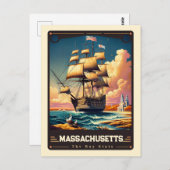 マサチューセッツ州 |愛国心ヴィンテージ ポストカード (正面/裏面)