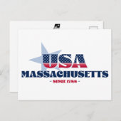 マサチューセッツ州（赤、白、青の各ポストカード） ポストカード (正面/裏面)