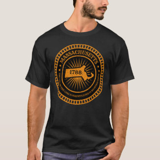 マサチューセッツ州 MA マップスローガン マサチューセッツ人 Tシャツ