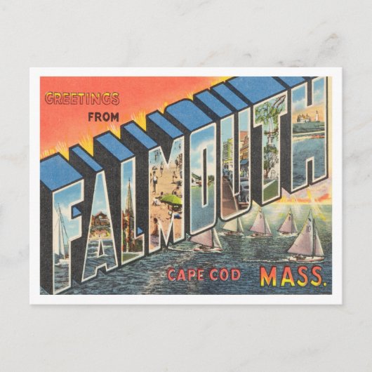 マサチューセッツ州Falmouth Cape Codからの挨拶 ポストカード (正面)