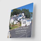 マサチューセッツ州Hospital Point Lighthouse スクエア壁時計 (傾斜)