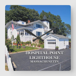 マサチューセッツ州Hospital Point Lighthouse スクエア壁時計