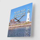 マサチューセッツ州Scituate Lighthouse スクエア壁時計 (傾斜)
