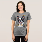 マサチューセッツ州Territory Dog The Boston Terrier Art トライブレンドＴシャツ (正面全面)