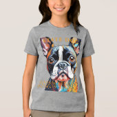 マサチューセッツ州Territory Dog The Boston Terrier Art トライブレンドTシャツ (正面)