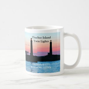 マサチューセッツ州Thacher Island Twin Lights コーヒーマグカップ