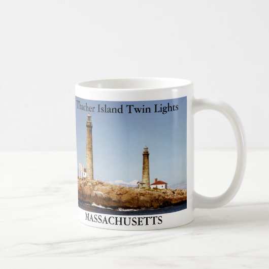 マサチューセッツ州Thacher Island Twin Lights コーヒーマグカップ (右)