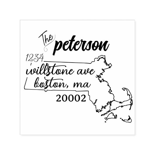マサチューセッツ差出人住所スタンプ自己インク セルフインキングスタンプ (デザイン)