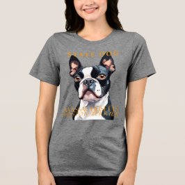 マサチューセッツ準州の犬 ボストンテリア アート トライブレンドTシャツ