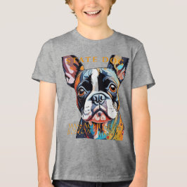 マサチューセッツ準州の犬 ボストン・テリアの芸術 トライブレンドTシャツ