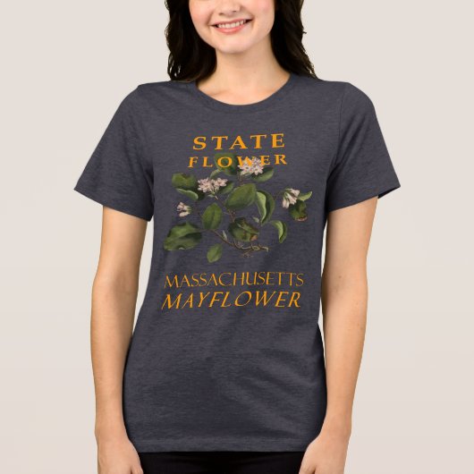 マサチューセッツ準州の花 メイフラワー トライブレンドTシャツ (正面)