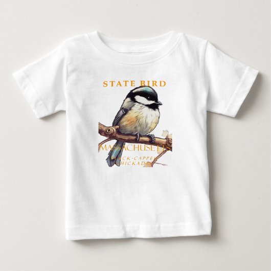 マサチューセッツ準州の鳥 チッカディー v3 ベビーTシャツ (正面)