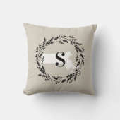 マサチューセッツ素朴リースモノグラム装飾用クッション クッション (正面)