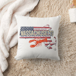 マサチューセッツ統一された州レトロマップヴィンテージUSA クッション