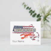 マサチューセッツ統一された州レトロマップヴィンテージUSA シーズンポストカード (スタンド正面)