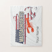 マサチューセッツ統一された州レトロマップヴィンテージUSA ジグソーパズル (縦)