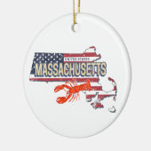 マサチューセッツ統一された州レトロマップヴィンテージUSA セラミックオーナメント (左)
