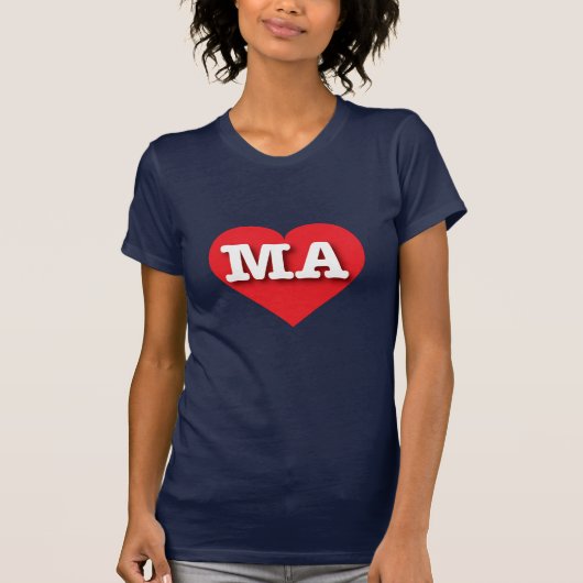 マサチューセッツ赤いハート- I love MA Tシャツ (正面)