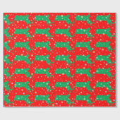 マサチューセッツ雪片のお祝いの緑の赤い地図 ラッピングペーパー (フラット)