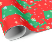 マサチューセッツ雪片のお祝いの緑の赤い地図 ラッピングペーパー (ロールコーナー)