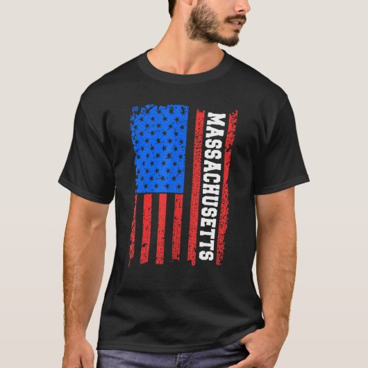 マサチューセッツ アメリカ合衆国 フラッグ Tシャツ (正面)
