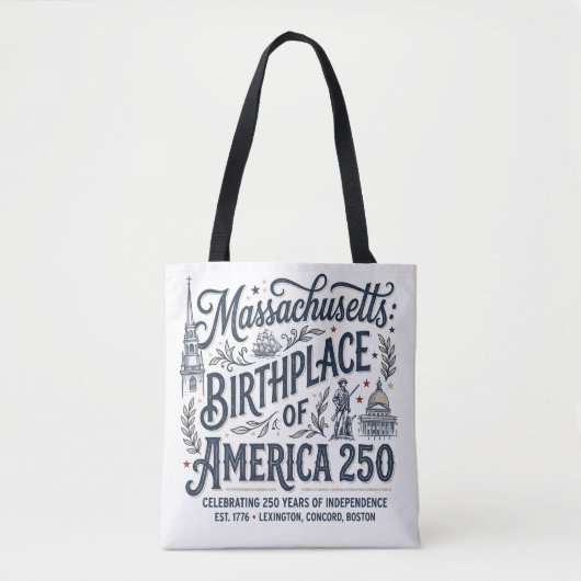 マサチューセッツ:アメリカ生誕250年 トートバッグ (正面)