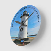 マサチューセッツ・ラウンド・クロック・エドガータウン・ライトハウス ラウンド壁時計 (傾斜)