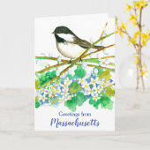 マサチューセッツ《鳥》アメリカゴガラバード州挨拶 カード (黄色い花)