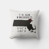 マサチューセッツGPS座標とハート クッション (正面)