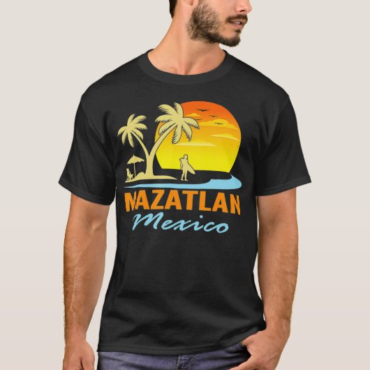 マサトランメキシコビーチサンセットパームツリーズ海 Tシャツ (正面)