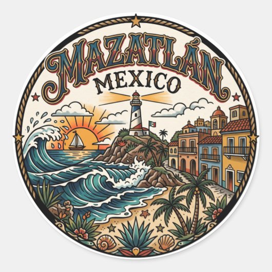 マサトラン メキシコ ラウンドシール (正面)