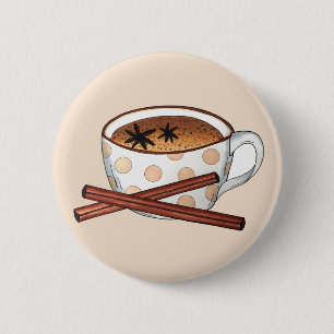 マサラチャイティーカップインディアンスパイス黒茶カップパ 缶バッジ