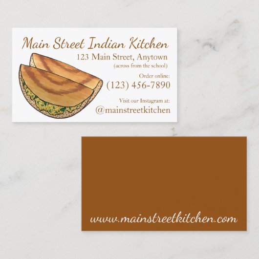 マサラドサスインディアンフードキュイジーレストランシェフ 名刺 (正面/裏面)