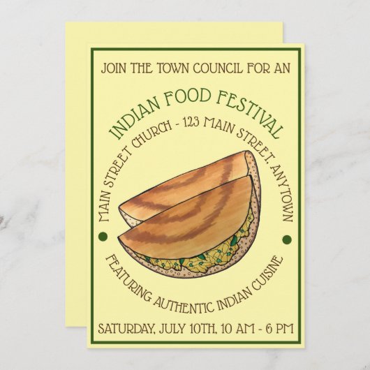 マサラドサスサウスインディアン料理フェスティバル 招待状 (正面/裏面)