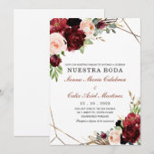 マサラ色の結婚式招待状 スペイン語 招待状 (正面/裏面)